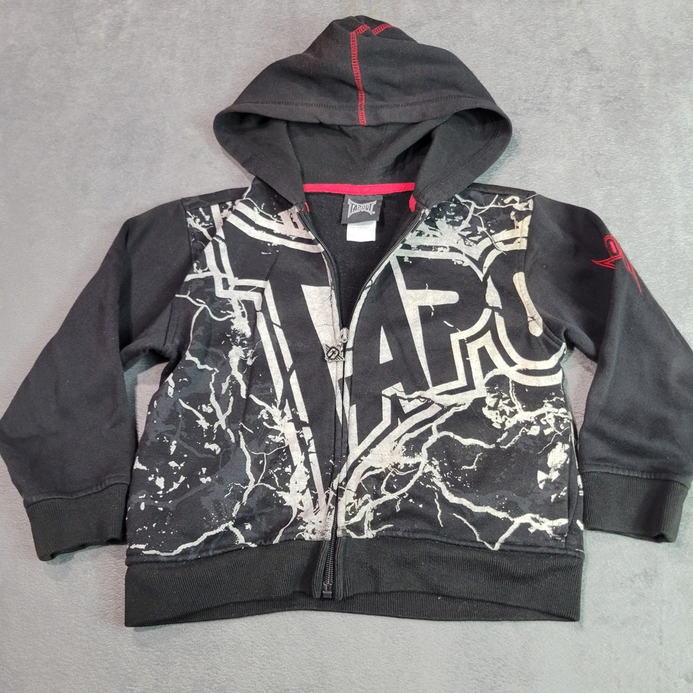 Tapout Hoodie Boys 6 Black Red White Full Zip MMA Graphic Athletic Sweatshirt